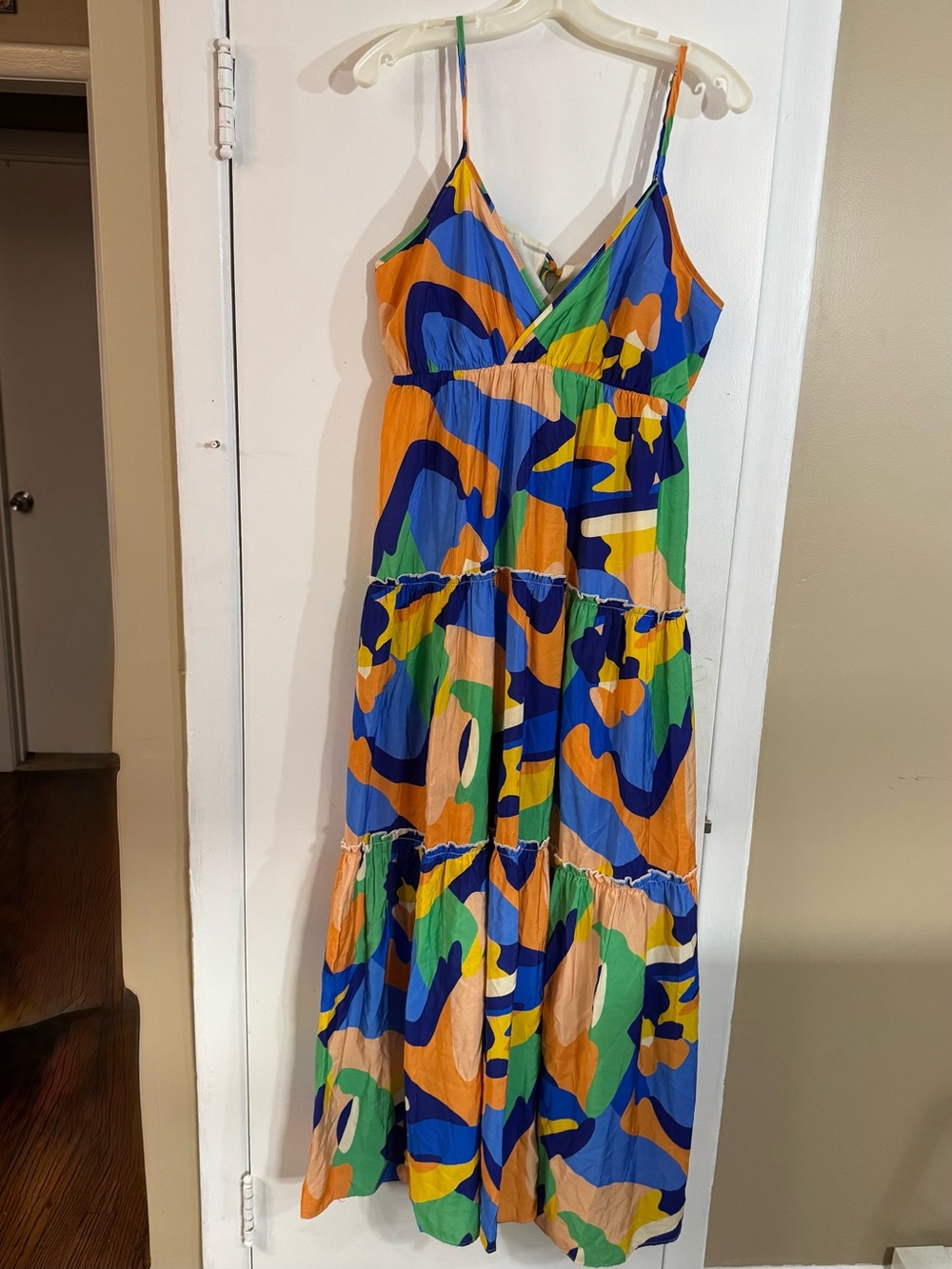 EN CRÈME Colorblock Dress in Green, Blue & Orange